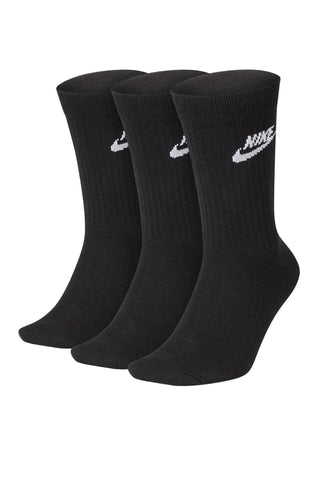 Nike Men's Sportswear Everyday Essential Crew 3 Pairs Socks, Black/White, Large