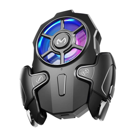 Yoidesu Mobile Game Controller with Cooling Fan, Mobile Game Trigger Joystick Gamepad, RGB Light, 3 Speed Wind, Long Battery Life, Foldable Portable Gaming Radiator for Phone