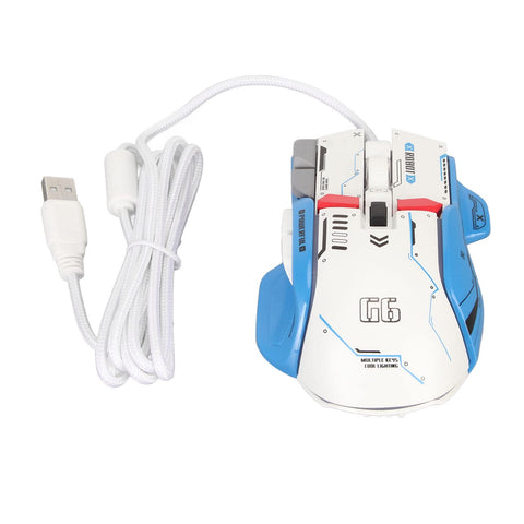 Naroote Programmable Mouse,10 Button Gaming Mouse Macro Programmable 13 RGB Lighting Modes 6 Speed 12800dpi Wired RGB Gaming Mice for Pc Laptop Gaming (White)