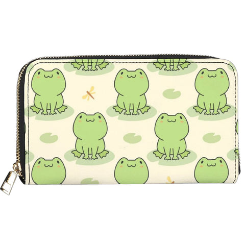 Qwalnely Women Wallet Leather Phone Money Credit Card Holder with Durable Zipper Purse Halloween Gifts for Women, Frog, One Size
