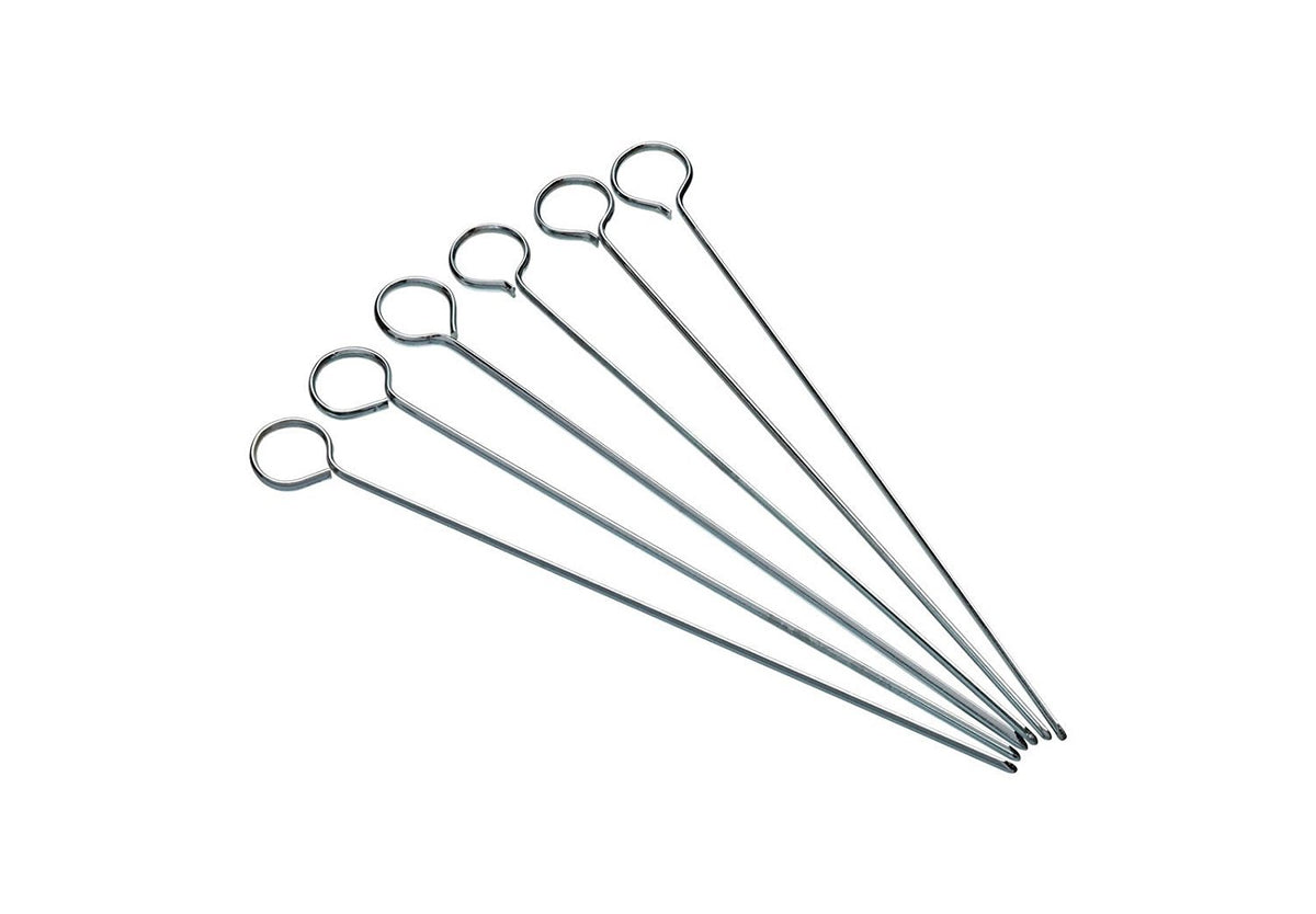 KitchenCraft Flat Kebab Skewers, Stainless Steel, Set of 6 Reusable Metal Skewer Sticks, Simple Cleaning, 20cm (8'')