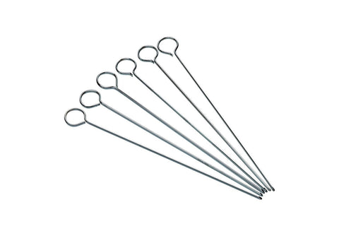 KitchenCraft Flat Kebab Skewers, Stainless Steel, Set of 6 Reusable Metal Skewer Sticks, Simple Cleaning, 20cm (8'')