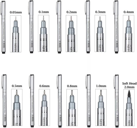 GifMor Superior Technical Needle Drawing Pen Set (10)