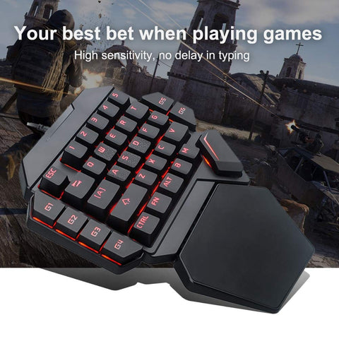 Dpofirs One Hand Keyboard, Universal Blue Switch Keyboard with Macro Definition Function, 35 Keys Mechanical Keyboard with RGB Blacklight Cable for Win10/8/7/Vista/ME/OS/Linux/IBM