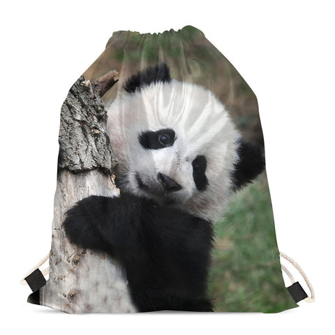 Showudesigns Cute Panda Drawstring Bag for Kids Boys Girls Rucksack Beach Outdoor Travel Backpack Child Swim PE String Pouch Cinch Gymbag