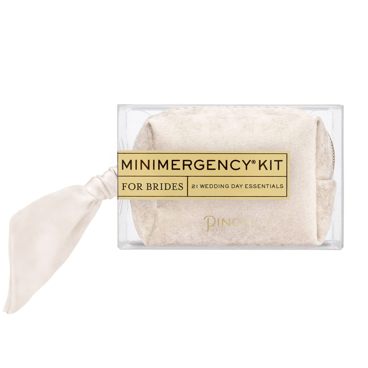 Pinch Provisions Minimergency Kit for Brides, Velvet Ivory, Includes 21 Must-Have Emergency Essential Items for Your Big Wedding Day, Compact, Multi-Functional Zipper Pouch, Perfect Survival Kit Gift