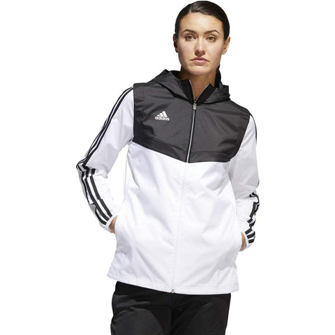 adidas WomenÃ¢â‚¬â„¢s Alphaskin Tiro Windbreaker, White/Black, X-Small