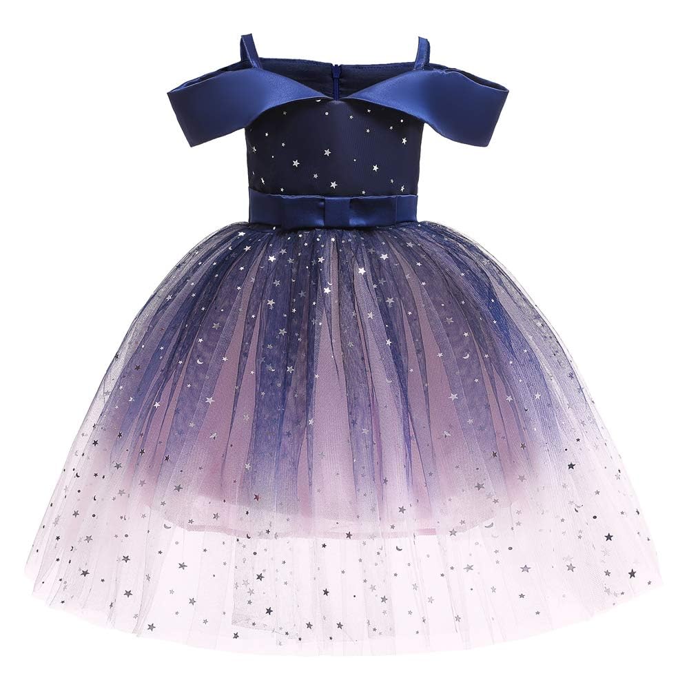 Girls Dresses Princess Tutu Dress for Girl Kids Birthday Party Starry Tulle Dance Outfit 3-4 Years Purple