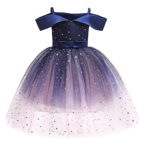 Girls Dresses Princess Tutu Dress for Girl Kids Birthday Party Starry Tulle Dance Outfit 3-4 Years Purple