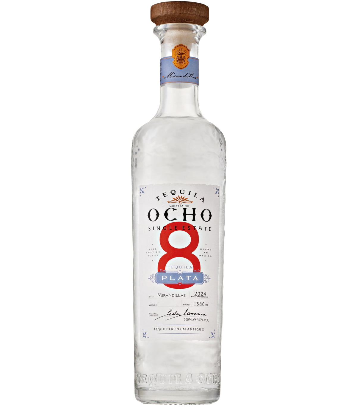 Ocho Blanco Tequila, 50 cl - Award Winning Premium Tequila - Made with 100% Blue Agave - Single Estate