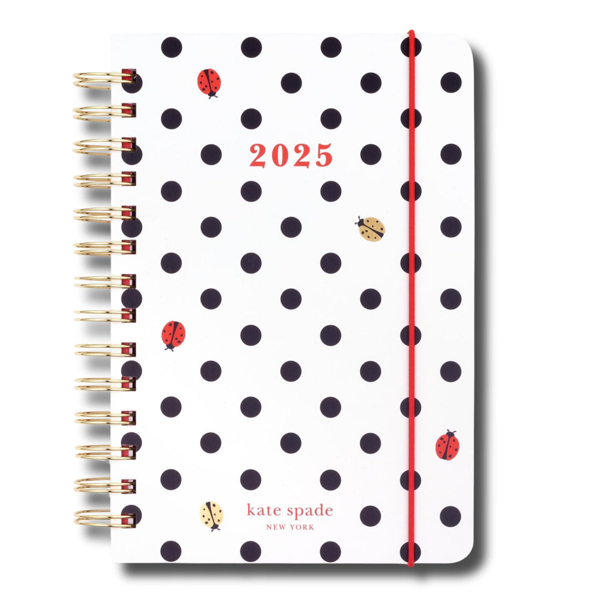 Kate Spade New York Medium 12 Month 2025 Planner Monthly and Weekly Spreads, Sticker Sheel, Note Pages, Pocket and Hardcover (Ladybug Dot)