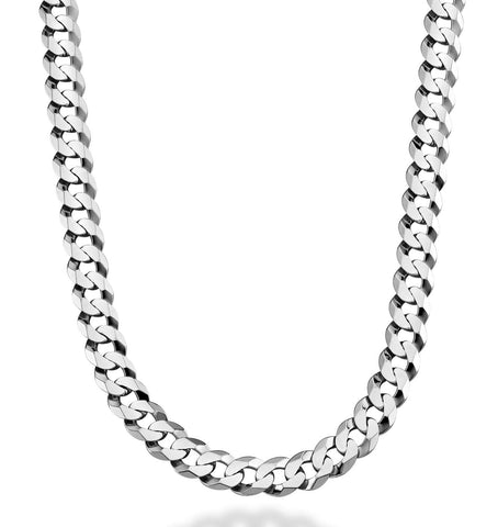 Miabella Solid 925 Sterling Silver Italian 9mm Solid Diamond-Cut Cuban Link Curb Chain Necklace For Men, Made in Italy (Length 30 Inches)
