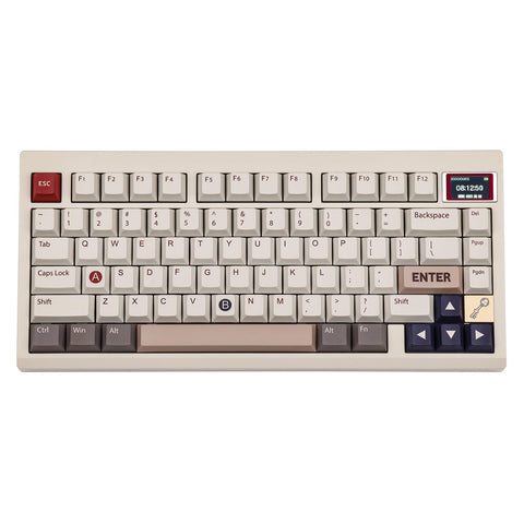 EPOMAKER TH80 PRO V2 Wireless Gaming Keyboard with Screen, BT5.0/2.4G/USB-C Gasket-Mounted Custom Keyboard, Hot Swappable, VIA Mechanical Keyboard for Win/MAC (Retro White, Mulan Switch)