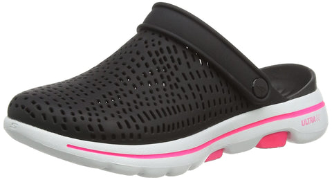 Skechers Women's Foamies GOwalk 5 - Astonished Clog, Black/White, 6