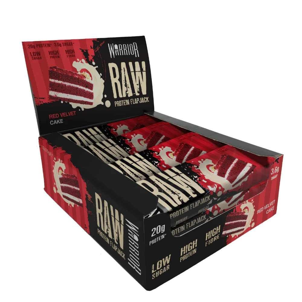 Warrior Raw Protein Flapjack, Red Velvet Cake - 12 Bars