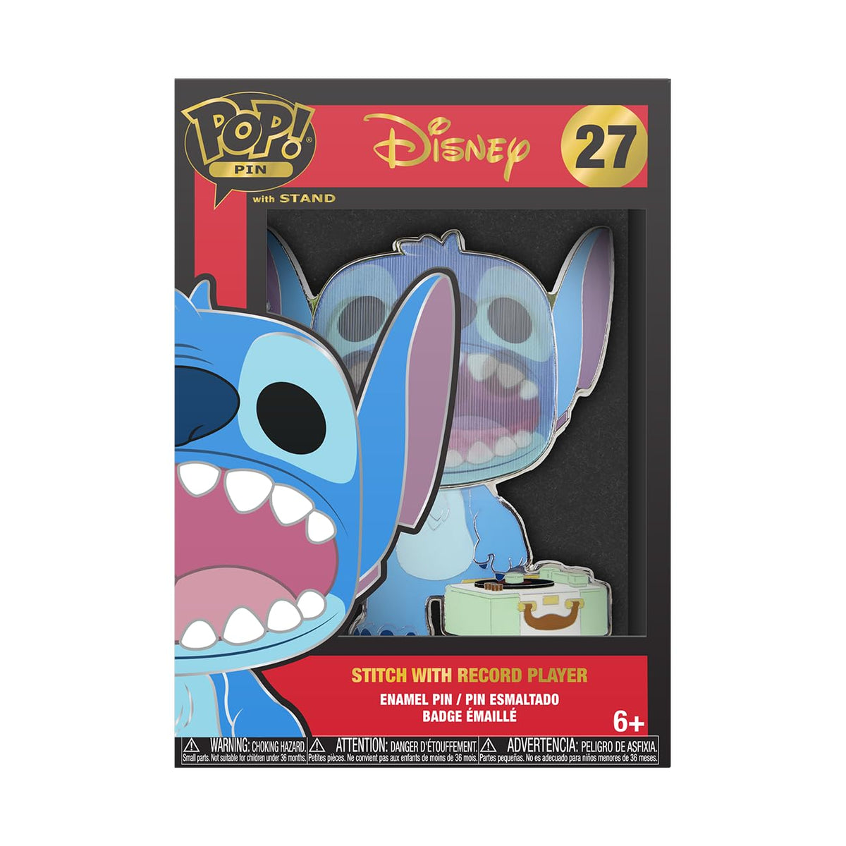 Funko Pop! Pin: Disney - Lilo and Stitch, Stitch with Record Player, Lenticular