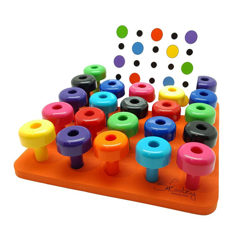 Toygogo 30Pcs Tall Stacker Pegs & Pegboard Set Motor Skill & Color Recognition Toy