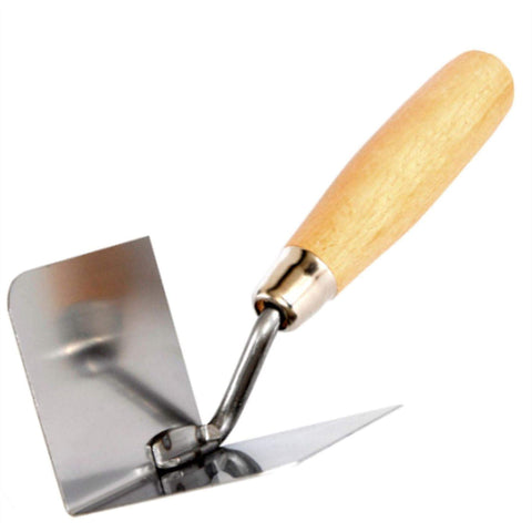 Toolty Stainless Steel Lining, Plastering Trowel - Internal Corner Trowel - 120x60mm - Wooden Handle - for Brickwork and Plastering - DIY - TLTY-0802