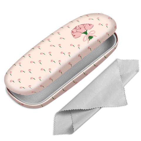 Fintie Hard Shell Eyeglasses Case, Portable Protective Glasses Cover Eyeglass Holder Box with Cleaning Cloth for Men Women, coquette tulips