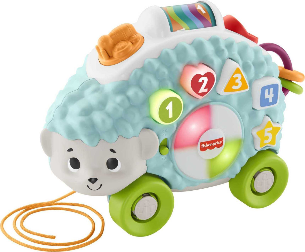 Fisher-Price Linkimals Learning Toy Happy Shapes Hedgehog Pull Along with Interactive Music and Lights for Baby and Toddler