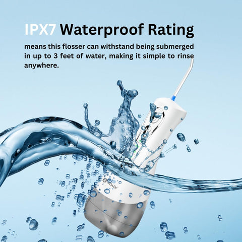 Generic WOAEN Water Dental Flosser Teeth Pick Oral Irrigator Portable Rechargeable Teeth Cleaner, 320ML Water Reservoir, IPX7 Waterproof, 3 Modes + DIY, White