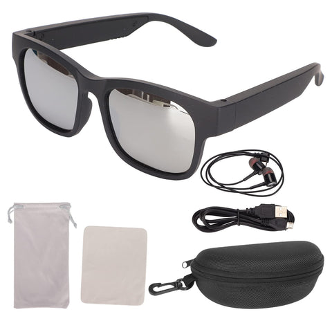 Smart Glasses Wireless Bluetooth Sunglasses, Audio Sunglasses, Stereo Listen Music and Calls,Bluetooth 5.0 Smart Glasses, Noise Cancelling Sunglasses,for Cycling Running Driving Fishing(Silver gray)