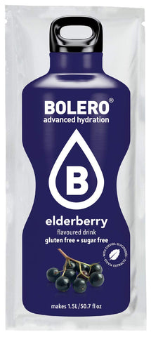 BOLERO - Elderberry Flavored, Sugar Free and Low Calorie Powdered Drink Mix, Makes 1/2 Gallon for Strong Flavor or 1 Gallon for Mild Flavor, 12 Large Sachets - Europe's Favorite Drink Mix