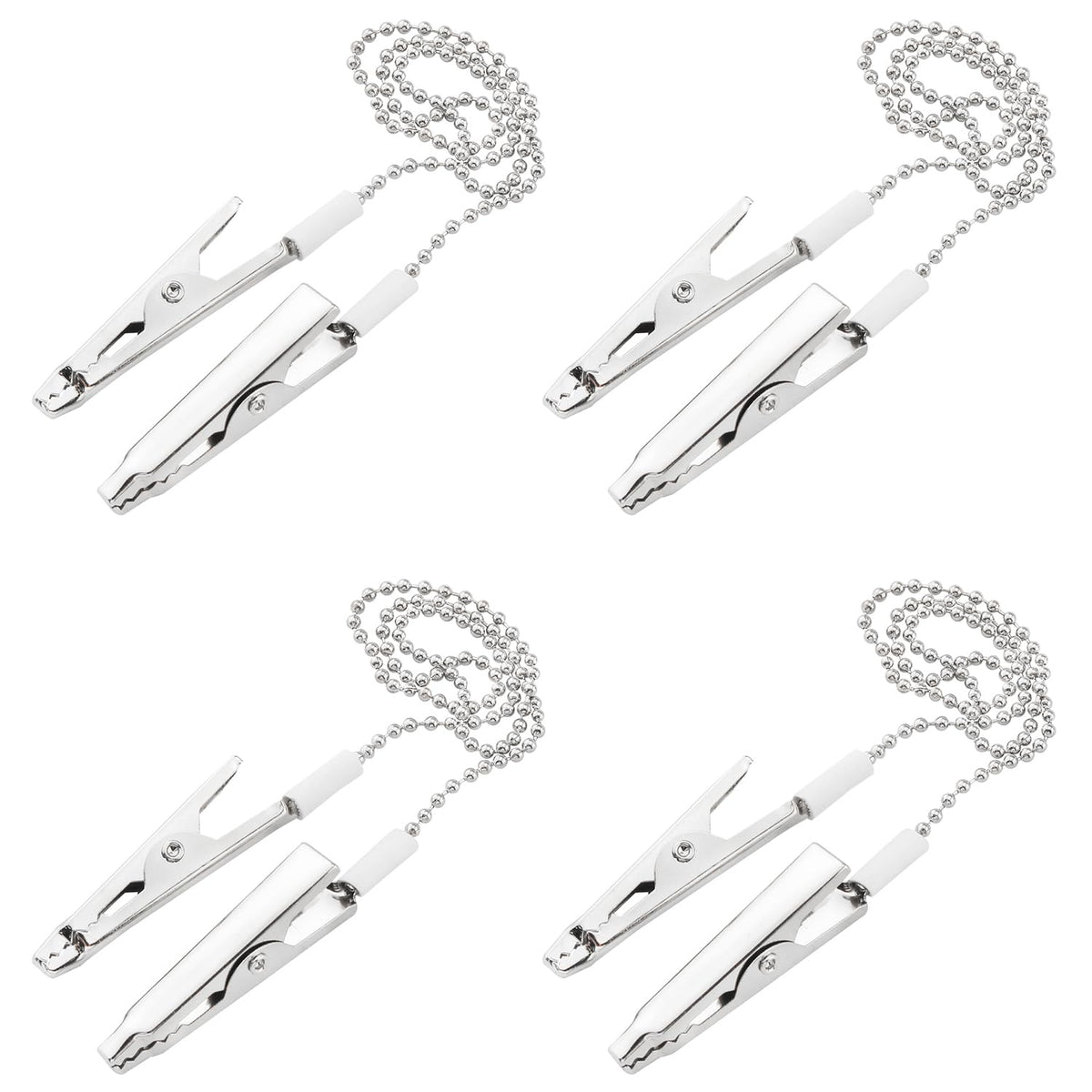 ZZLZX 4PCS Crocodile Clip Chain Hanging Rope Metal Chain with Ball for Fixing Dental Bib Clip Cover Napkin Clip Towel Clip Face Shield Used in Dental Clinics Silver