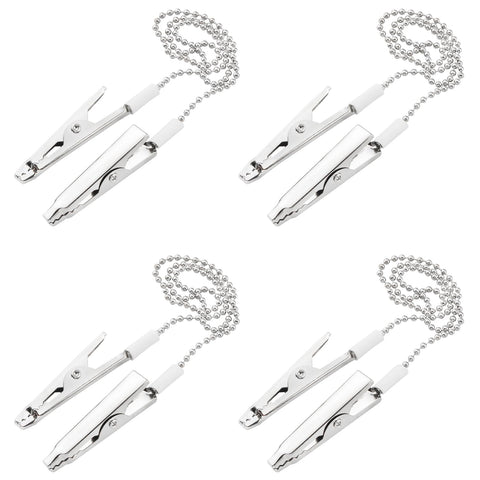 ZZLZX 4PCS Crocodile Clip Chain Hanging Rope Metal Chain with Ball for Fixing Dental Bib Clip Cover Napkin Clip Towel Clip Face Shield Used in Dental Clinics Silver