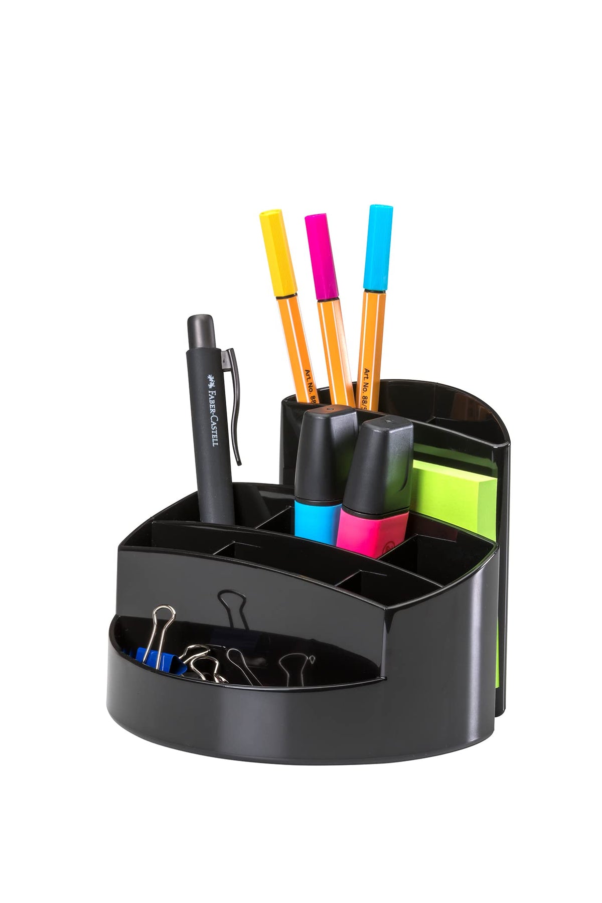 HAN 17460-13, RONDO Desk tidy. Elegant, glossy, premium quality with 9 compartments, black