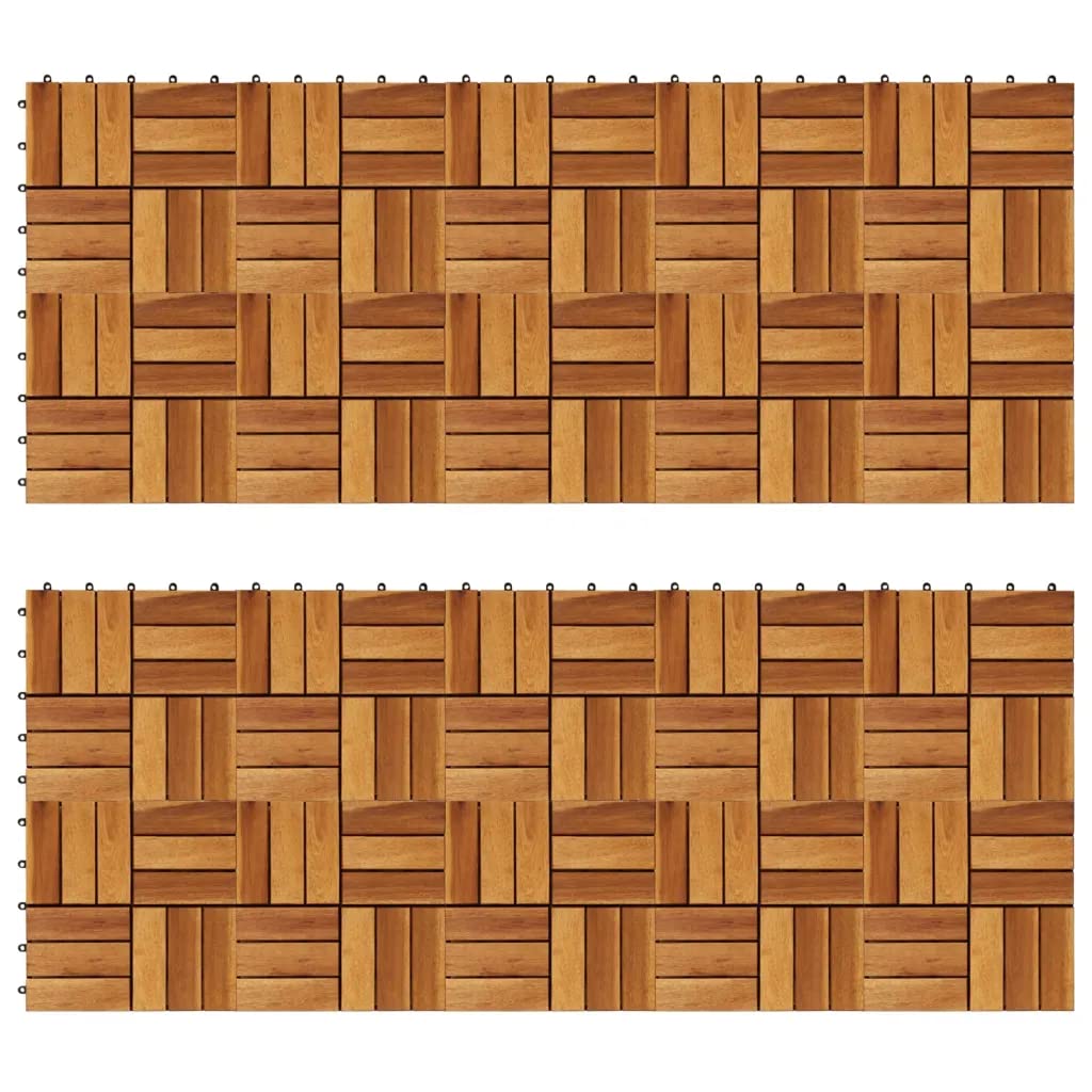vidaXL - Set of 20 Acacia Wood Decking Tiles 11.8"x11.8", Weather-Resistant Interlocking Deck Tiles for Outdoor Spaces