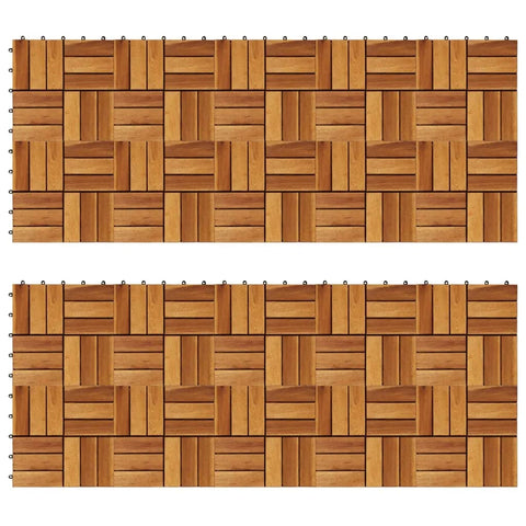 vidaXL - Set of 20 Acacia Wood Decking Tiles 11.8"x11.8", Weather-Resistant Interlocking Deck Tiles for Outdoor Spaces