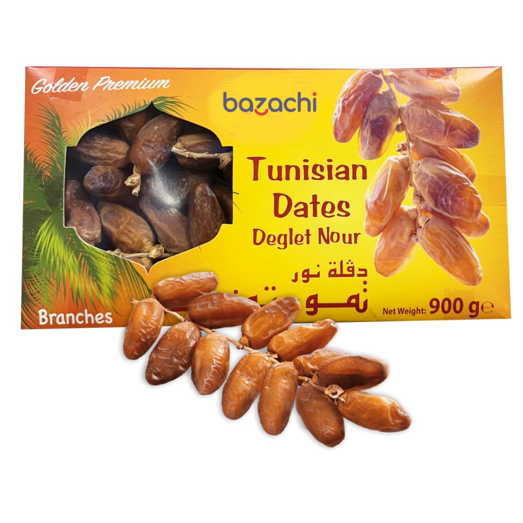 Golden Harvest: Finest Tunisian Dates with Branches - 900g Premium Selection (Pack of 1)