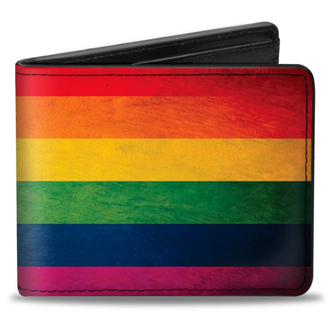 Buckle-Down - Bi-Fold Wallet Pu Bifold Wallet - Flag Pride Distressed Rainbow mens