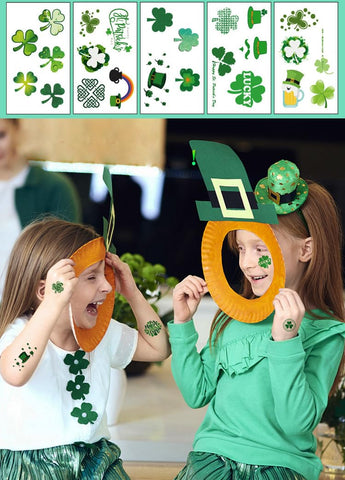 St. PatrickÃƒÂ¢Ã¢â€šÂ¬Ã¢â€žÂ¢s Day Temporary Tattoos, 20-Sheet Shamrock Patterned Tattoos Stickers for Irish St Patricks Day Decorations Party Favor