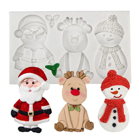 Christmas Cookie Silicone Mold, Santa Claus, Reindeer, Snowman, 3D Christmas Baking Mold, Handmade Candy Candle Chocolate Biscuit Ice Cube Moulds, Cake Decorating