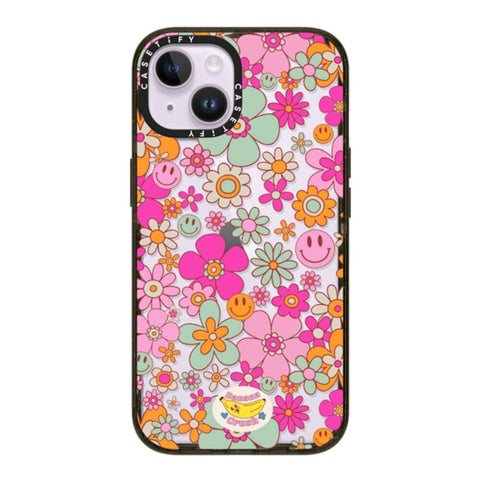 CASETiFY Impact iPhone 14 Case [4X Military Grade Drop Tested / 8.2ft Drop Protection] - Groovy Pattern Clear - Glossy Black