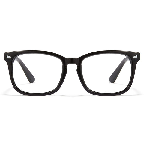 Cyxus Black Blue Light Filter Glasses for Men Women Computer Gaming Glasses UV Blocking Fake Eyeglasses Retro Clear Lens Lightweight Square Eyewear Frame,Spring Hinge,Anti Eye Strain,Relieve Headaches