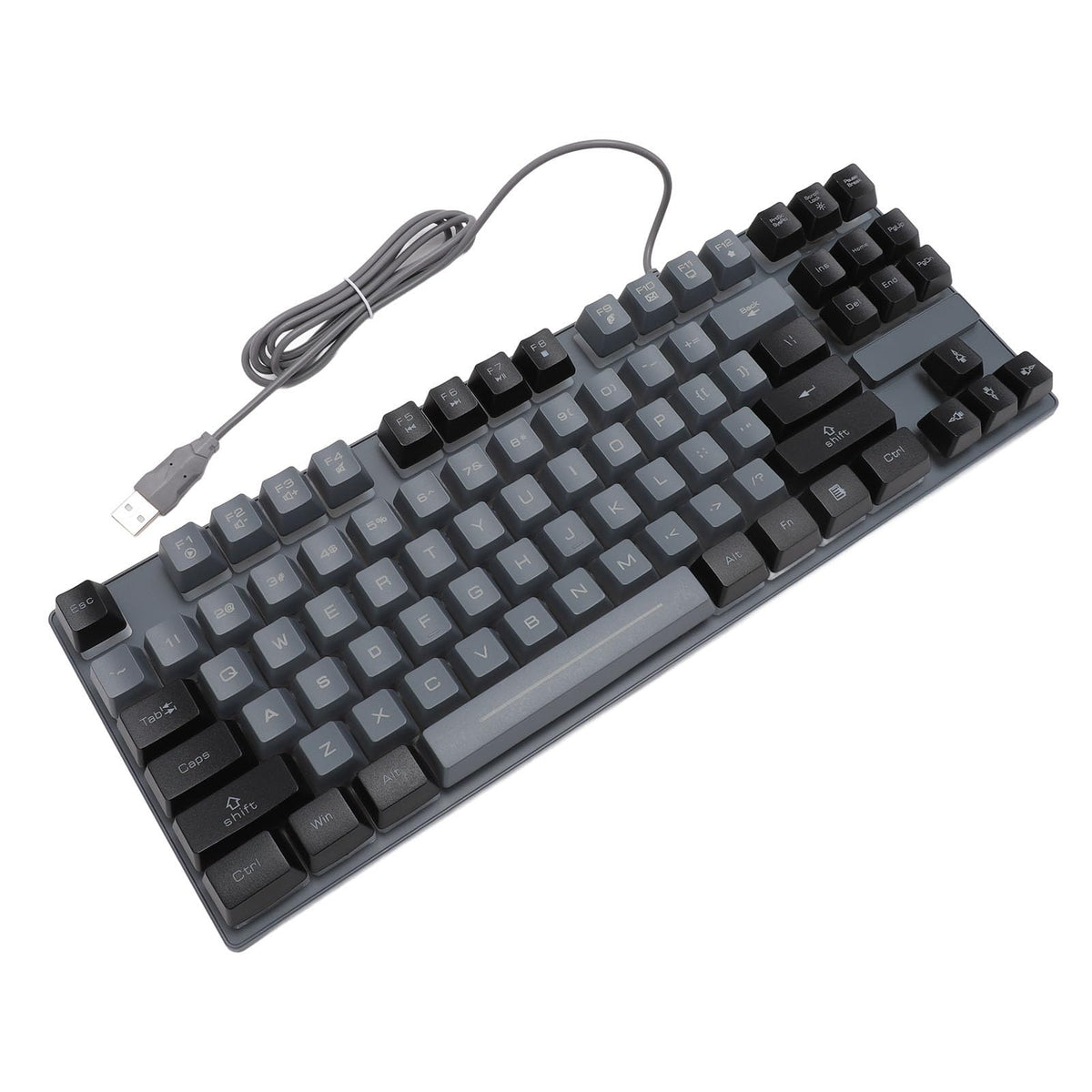 ciciglow Gaming Keyboard, 87 Keys Wired Keyboard Easy Connection RGB Backlit Color Multimedia Control Wired Mechanical Keyboard ABS Keycaps