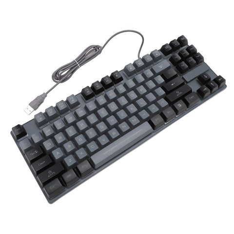 ciciglow Gaming Keyboard, 87 Keys Wired Keyboard Easy Connection RGB Backlit Color Multimedia Control Wired Mechanical Keyboard ABS Keycaps