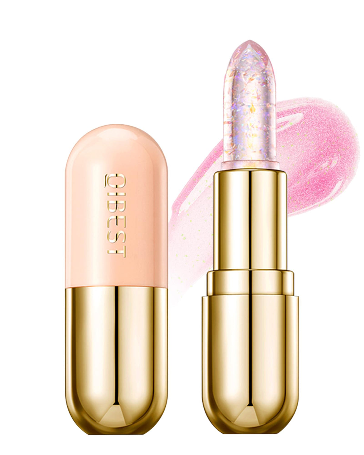 Jelly Color Changing Lipstick, Shimmer Glitter Lip Balm Lip Tinted Gloss, Hydrate & Plump Glimmer Natural Pink Magic Sparkle Glow PH Lipstick, Vegan & Cruelty Free, Christmas Gifts for Women - 03