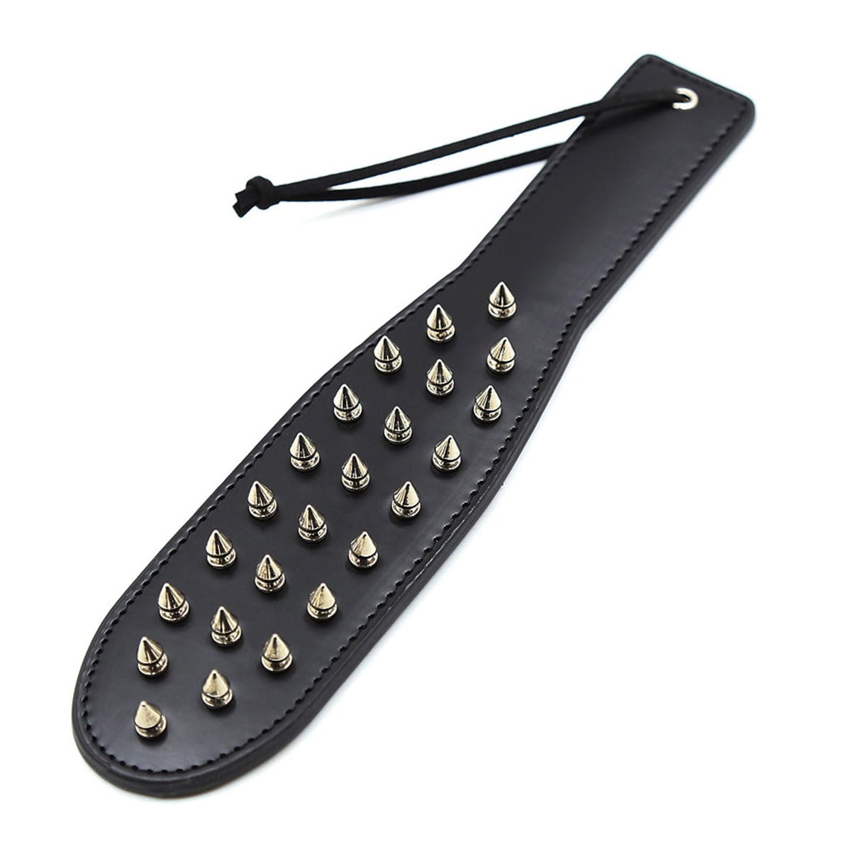 AMIJOUX Clapping Paddle for Horses, PU Leather Equestrian Whip with Rivet Handle, Black Horse Riding Whips for Horse Outdoor Sports Racing Training Exercising