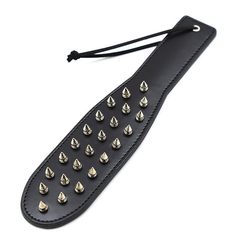 AMIJOUX Clapping Paddle for Horses, PU Leather Equestrian Whip with Rivet Handle, Black Horse Riding Whips for Horse Outdoor Sports Racing Training Exercising