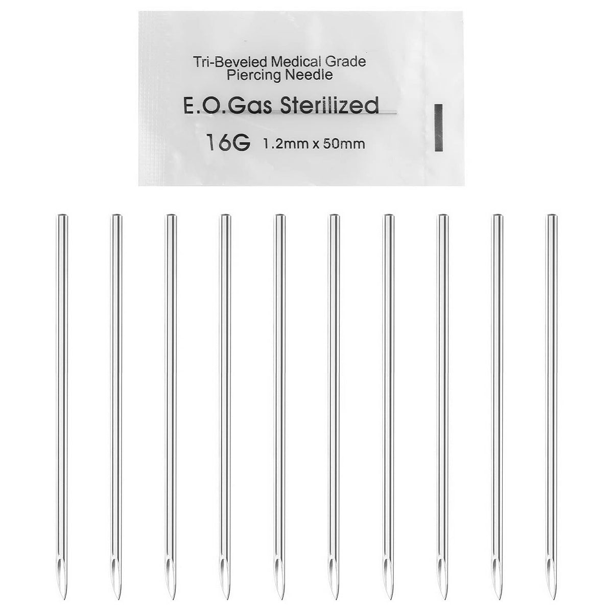 kuou 10 Pieces Piercing Needles, 16G Sterilized Disposable Body Piercing Needles Tattoo Accessory Needles for Ear Nose Tattoo Piercing Needle Supplies Piercing Kit