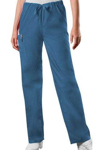 Cherokee Petite Originals Unisex Drawstring Cargo Scrubs Pant, Caribbean Blue, Large Short