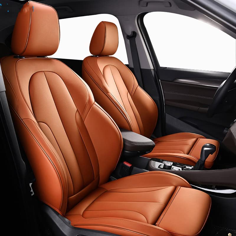 FUJIUM 9pcs Set Custom Leather Car Seat Covers Full Set for Chevrolet Captiva (5seats) 2007-2023,PU Leather Auto Seat Cushion Protectors Nonslip Waterproof Protectors Interior Accessories,B/Brown