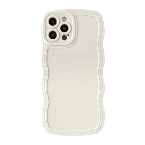 Caseative Solid Color Curly Wave Frame Soft Compatible with iPhone Case (White,iPhone 12 Pro Max)