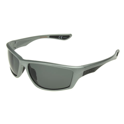 Dockers Men's Gunner Sunglasses Polarized Wrap, Matte Grey, 53mm