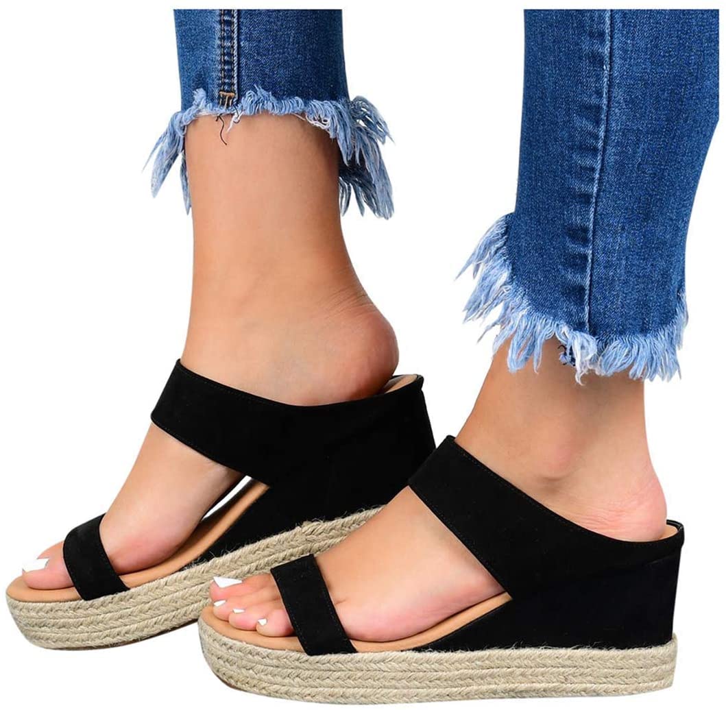 ZEDARO Women's Wedges Sandals Summer Open Toe Platforms Sandals Fashion Ladies Casual Shoes Anti-Slip Slingback Casual Walking Shoes Roman Leisure Retro High Heel Sandals