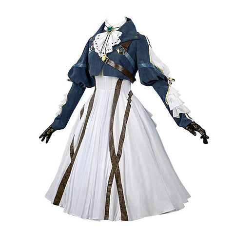 Nuoqi Violet Evergarden Cosplay Costume Womens Anime Uniform Dress Suit Outfit Dark Blue, Dark Blue, Small